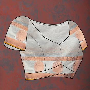 Women's latest design grey color soft cotton saree with blouse piece 4