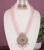 Cz stone studded pendant set with semi precious beads