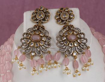 Cz stone studded pendant set with semi precious beads 2