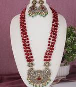 Cz stone studded pendant set with semi precious beads