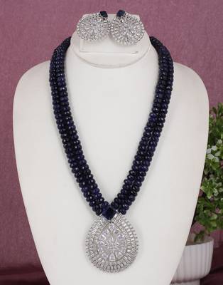 Cz stone studded pendant set with semi precious beads 1