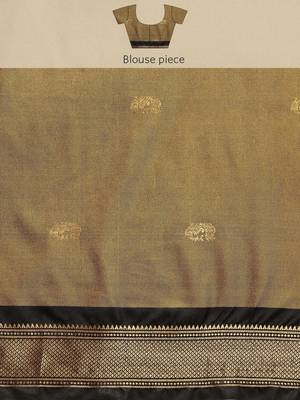 Musturd black jaccaurd work pure soft silk dharmavaram saree 5
