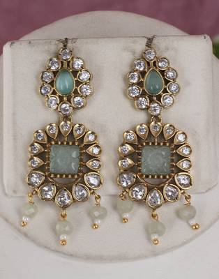 Cz stone studded pendant set with semi precious beads 2