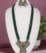 Cz stone studded pendant set with semi precious beads