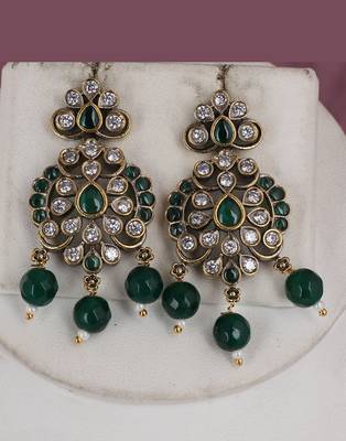 Cz stone studded pendant set with semi precious beads 2