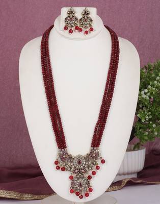 Cz stone studded pendant set with semi precious beads 1