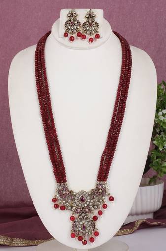 Cz stone studded pendant set with semi precious beads