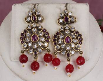 Cz stone studded pendant set with semi precious beads 2