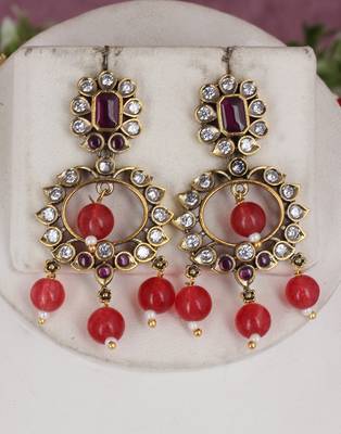 Cz stone studded pendant set with semi precious beads 2