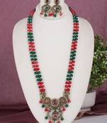 Cz stone studded pendant set with semi precious beads
