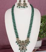 Cz stone studded pendant set with semi precious beads