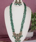 Cz stone studded pendant set with semi precious beads
