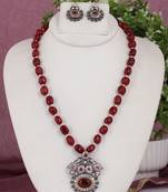 Cz stone studded pendant set with semi precious beads