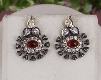 Cz stone studded pendant set with semi precious beads 2