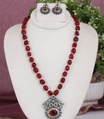 Cz stone studded pendant set with semi precious beads