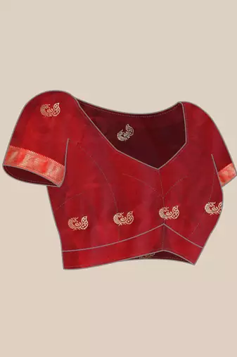 Navy Red Jaccaurd Work Art Silk Dharmavaram Saree