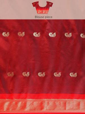 Navy Red Jaccaurd Work Art Silk Dharmavaram Saree 5
