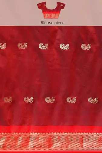 Navy Red Jaccaurd Work Art Silk Dharmavaram Saree