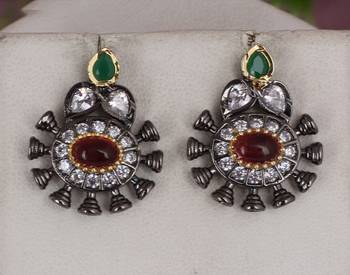 Cz stone studded pendant set with semi precious beads 2