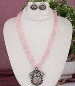 Cz stone studded pendant set with semi precious beads