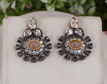 Cz stone studded pendant set with semi precious beads 2
