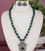 Cz stone studded pendant set with semi precious beads