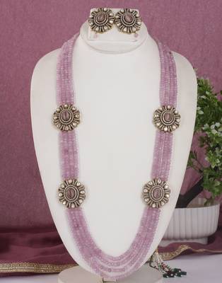 Cz stone studded pendant set with semi precious beads 1
