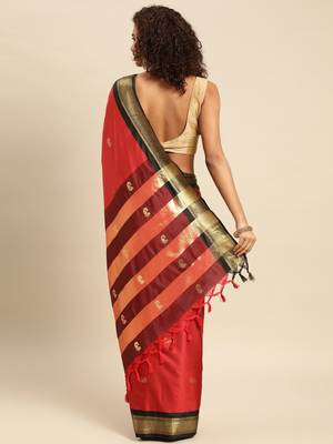 Red black jaccaurd work pure soft silk dharmavaram saree 3