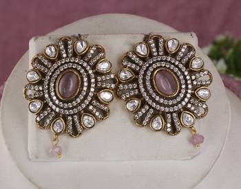 Cz stone studded pendant set with semi precious beads 2