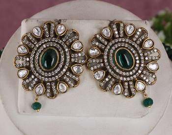 Cz stone studded pendant set with semi precious beads 2