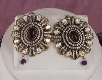 Cz stone studded pendant set with semi precious beads 2