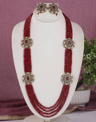 Cz stone studded pendant set with semi precious beads 1