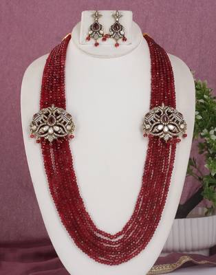 Cz stone studded pendant set with semi precious beads 1