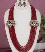 Cz stone studded pendant set with semi precious beads