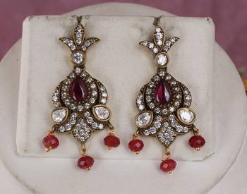 Cz stone studded pendant set with semi precious beads 2