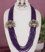 Cz stone studded pendant set with semi precious beads