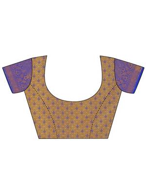 Yellow Self Jacqurd Cotton Silk Dharmavarm Saree With Blouse 4