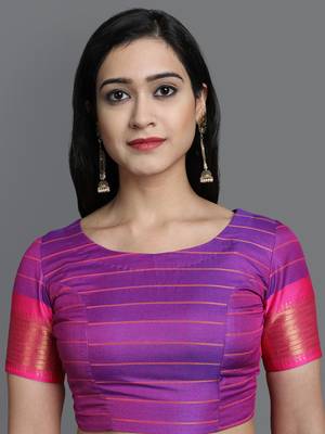 Blue Woven Cotton Silk Dharmavaram Silk Blend Saree With Blouse 5