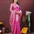Women's latest design rani color soft silk saree with blouse piece
