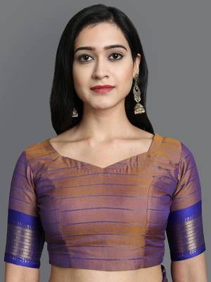 Gold Woven Cotton Silk Dharmavaram Silk Blend Saree With Blouse 4