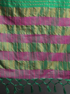 Mint Green Woven Cotton Silk Dharmavaram Silk Blend Saree With Blouse 4