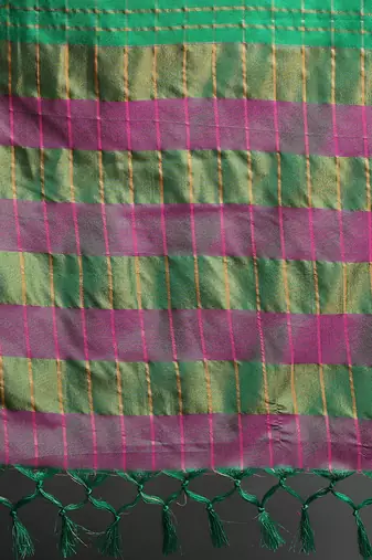 Mint Green Woven Cotton Silk Dharmavaram Silk Blend Saree With Blouse