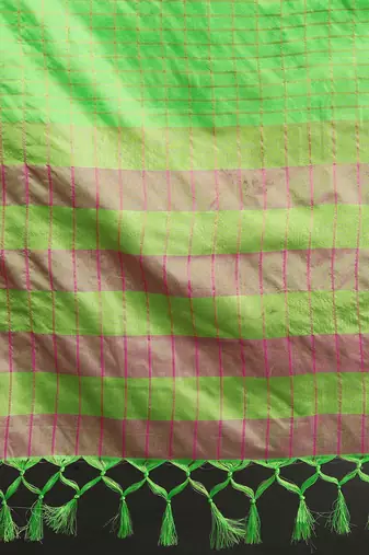 Light Green Woven Cotton Silk Dharmavaram Silk Blend Saree With Blouse