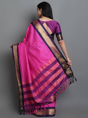Pink Cotton Silk Zari Woven Saree 2