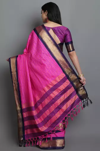 Pink Cotton Silk Zari Woven Saree