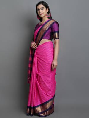 Pink Cotton Silk Zari Woven Saree 3