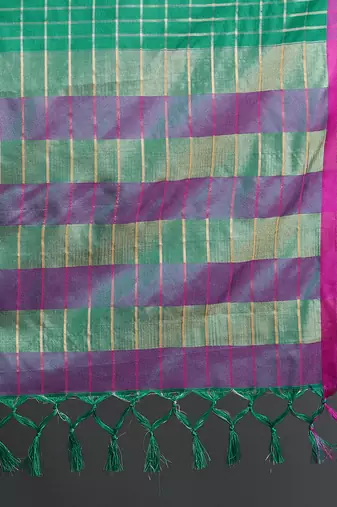 Rama Green Woven Cotton Silk Dharmavaram Silk Blend Saree With Blouse