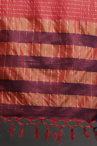 Red Woven Cotton Silk Dharmavaram Silk Blend Saree With Blouse