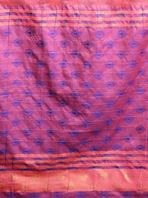 Pink Woven Cotton Silk Jaccaurd Dharmavaram Silk Blend Saree With Blouse 5