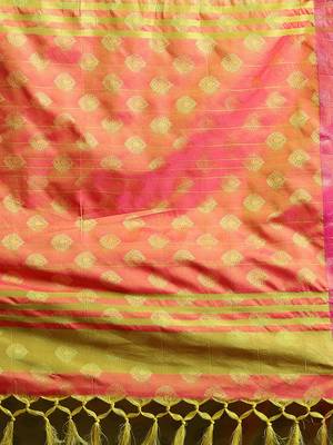 Lime Woven Cotton Silk Jaccaurd Dharmavaram Silk Blend Saree With Blouse 5